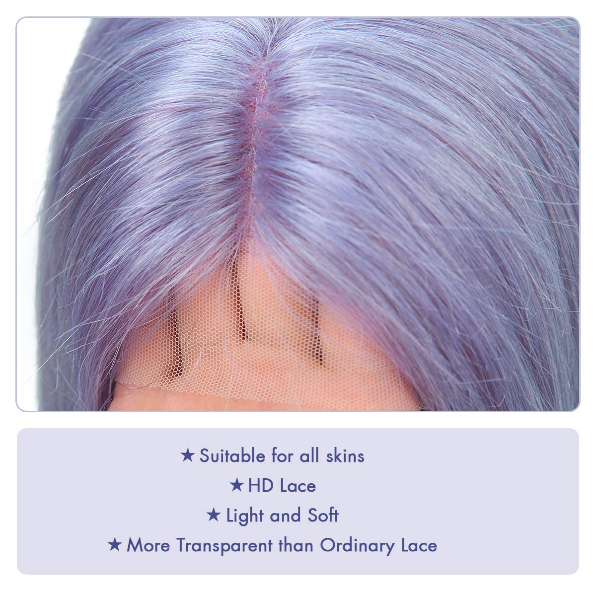 Lace Front Bob Wigs Human Hair Colored Straight Hair Lace Closure Wigs 150% Density Natural Pre Plucked Hairline with Baby Hair Bleached Knots 14 Inch (Violet)