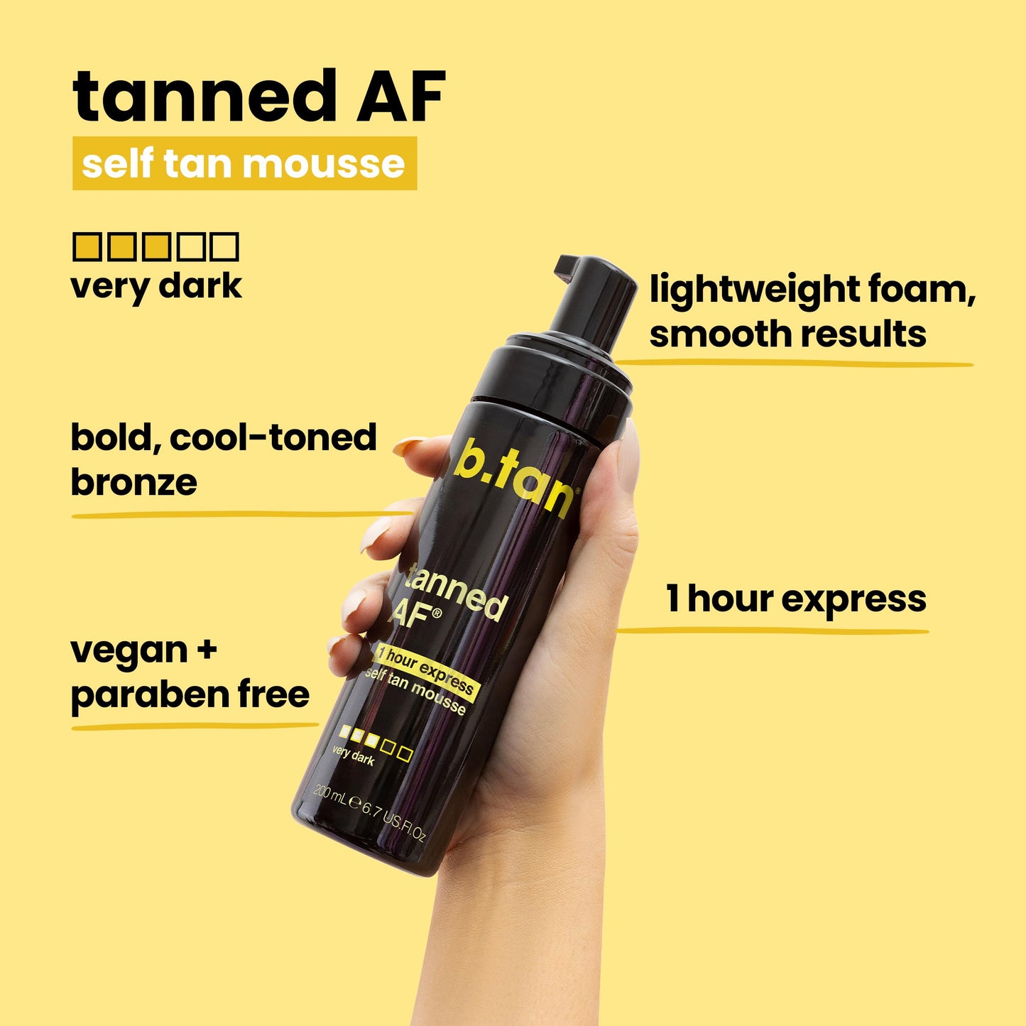 b.tan Dark & Ultra Long Lasting Self Tan Kit | Besties Bundle - Tanning Mousse Duo with Mitt Applicator Glove, 1 Hour Express, Fast Sunless Tanner, Face & Body, No Fake Tan Smell, 6.7 Fl Oz