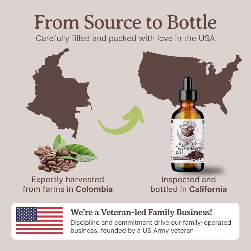 Roasted Bean Oil - Pure Extract Enriched with Fatty Acids | 8 oz Elixir for Skin