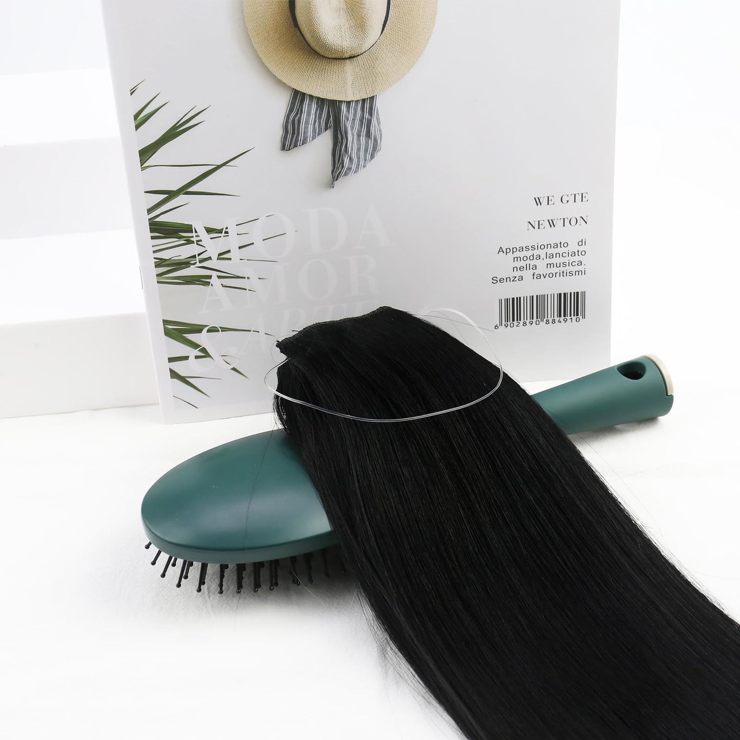 Ugeat Wire Hair Extensions Black Invisible Wire Hair Extensions Jet Black Wires Hair Extension Human Hair Ease Of Application 16 Inch 80g