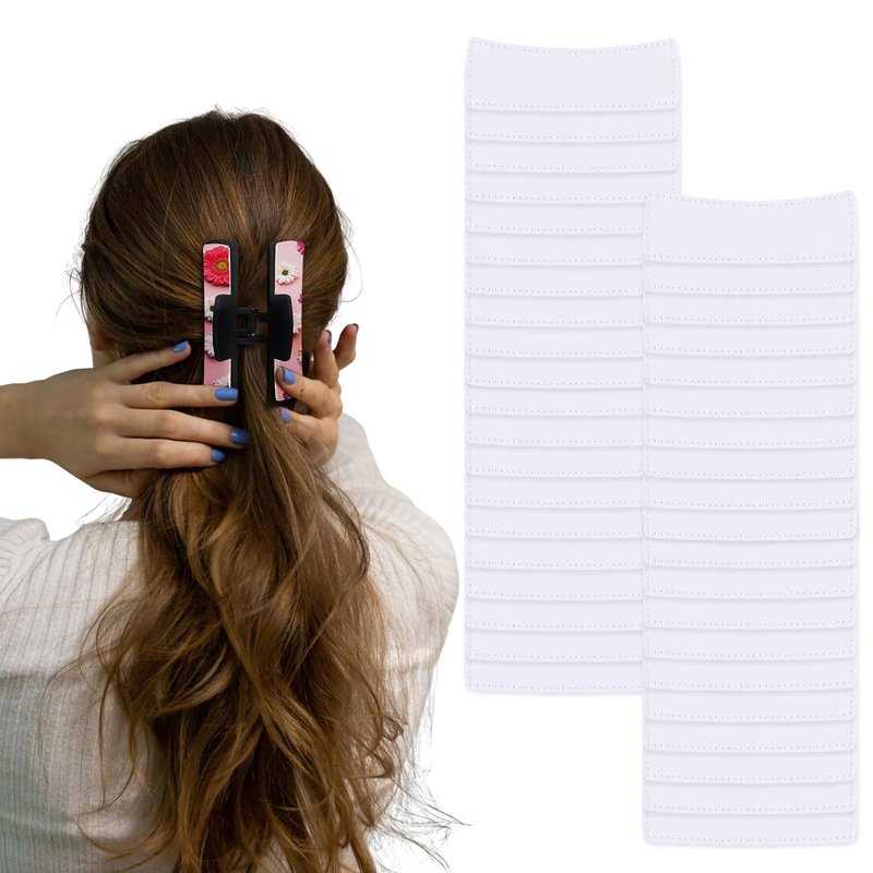 Hair Claw Clips - 40 Pack Sublimation Blanks for Square & Rectangle Designs | Strong Double-Sided Adhesive