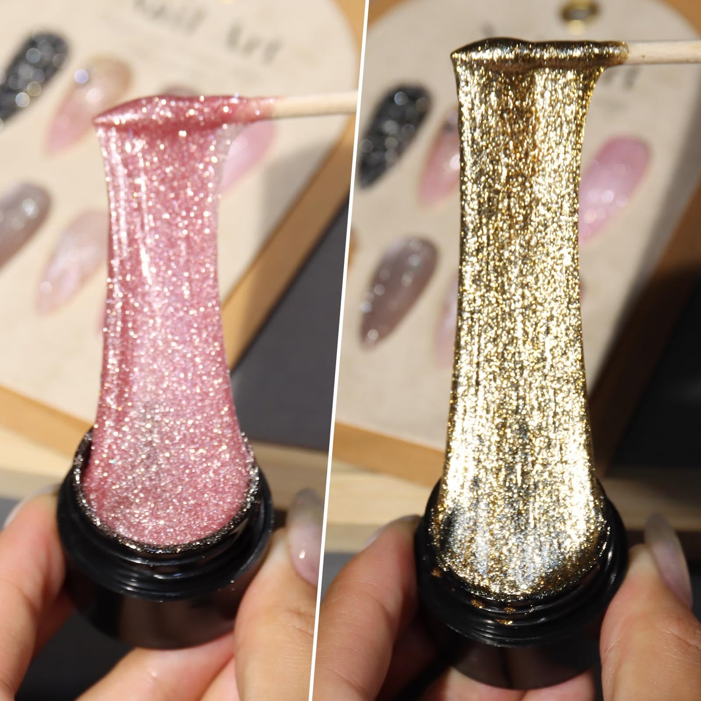 SUTOKAKA Reflective Glitter Spider Gel, 4 Colors Sparkle Diamond Sliver Gold Pink Elastic Spider Gel Polish, Nail Designs Paint Wire Drawing Gels Polish for Line DIY Manicure Home or Salon Use