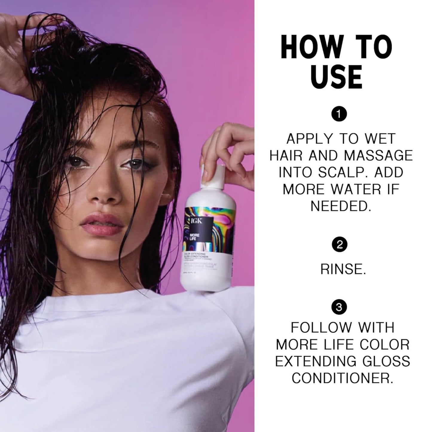 IGK MORE LIFE Color Extending Gloss Shampoo & Conditioner Set | Preserves Color + Enhances Shine | UV Protection | Vegan + Cruelty-Free | 8 oz (Pack of 2)