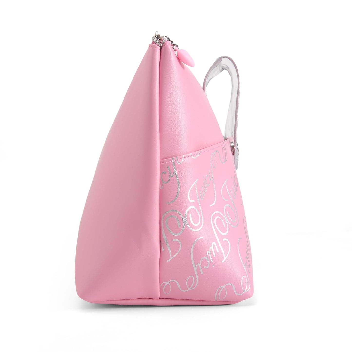 Juicy Couture Pink Makeup Bag Cosmetics Organizer Travel Essentials Removable Brush Holder Retro Style Faux Leather