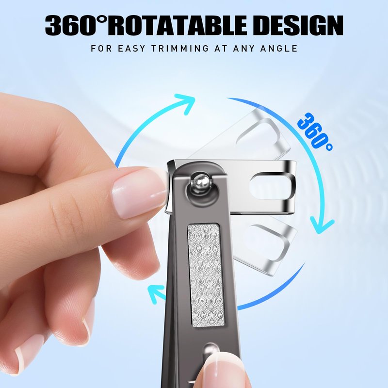 Senior Rotating Nail Clippers for Thick Toenails, Large Fingernail Clippers for Seniors - Ideal Christmas Stocking Stuffers Gifts for Dad Mom (Light Gold)