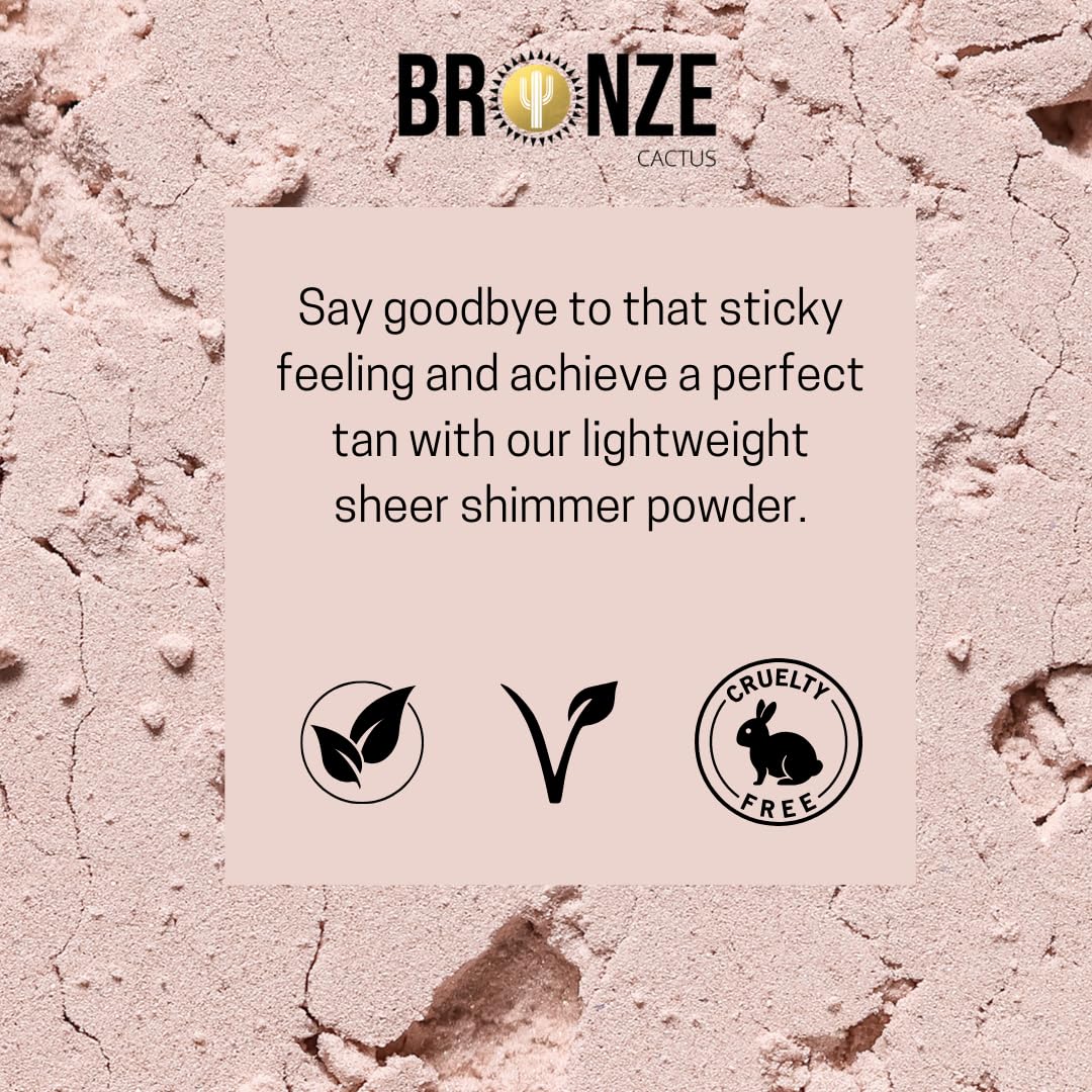 Bronze Cactus Quick-Dry Powder Kit – Post-Tan Powder & Brush | Eliminates Sticky Post-Tan Residue | Vegan, Talc-Free Formula | Hydrating, Dermatologist-Tested | Suitable Face & Body | 0.5 oz