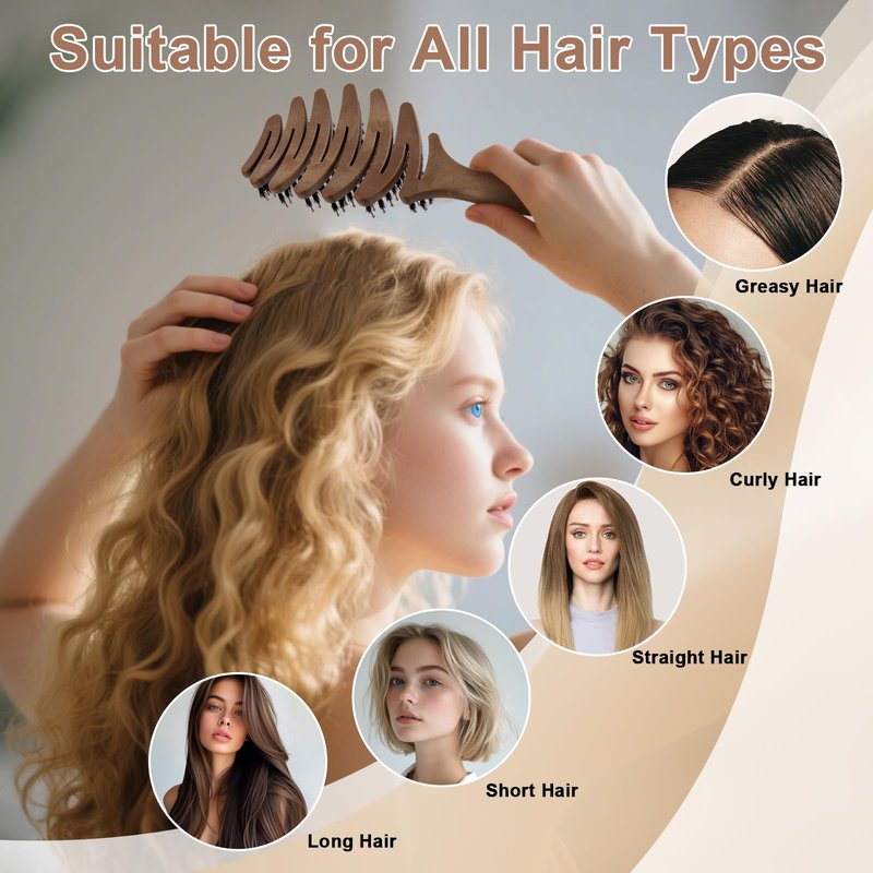 Lynnieëlle Boar Bristle Hair Brush for Fine Hair - Ultimate Smoothing Vented Detangler Wet Brush for Women, Gentle Scalp Massage, A Great Gift
