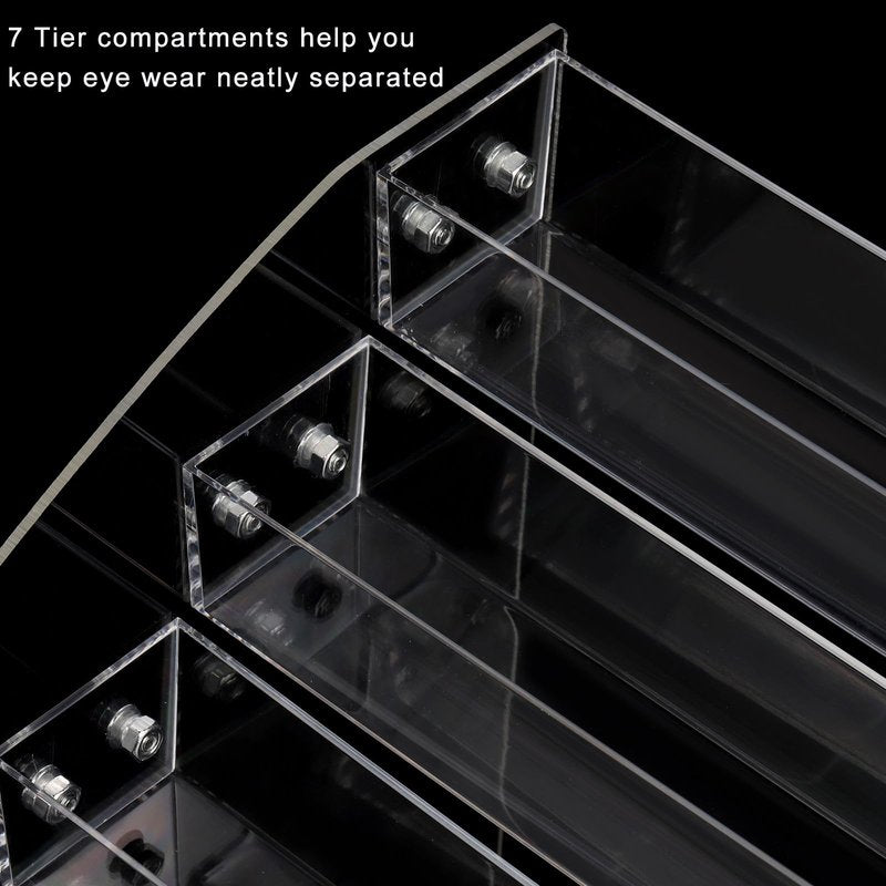 SOUJOY 7 Tier Sunglass Organizer Stand, Acrylic Sunglass Holder, Clear Nail Polish Display Stand, Eyewear Countertop Storage Tray for Highlighting Glasses, Makeup, Essential Oil