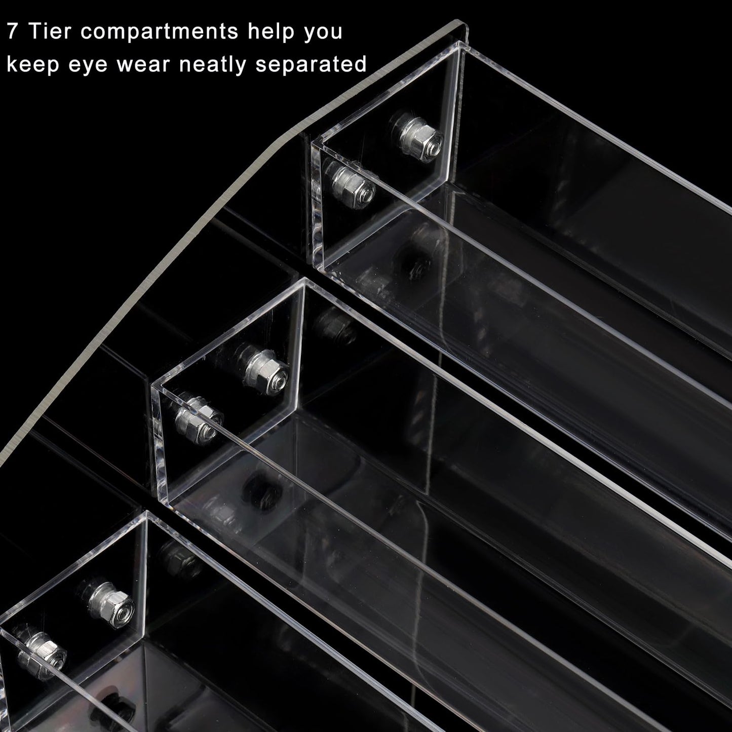 SOUJOY 7 Tier Sunglass Organizer Stand, Acrylic Sunglass Holder, Clear Nail Polish Display Stand, Eyewear Countertop Storage Tray for Highlighting Glasses, Makeup, Essential Oil