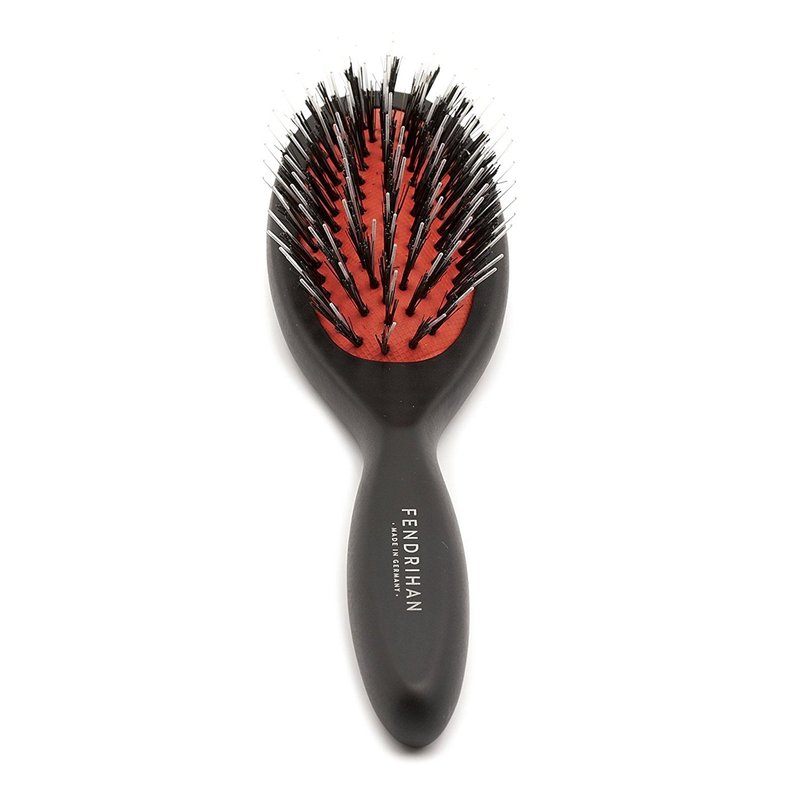 Fendrihan Genuine Boar Bristle and Nylon Hair Brush and Scalp Massager, Lacquered Beechwood MADE IN GERMANY (Small)