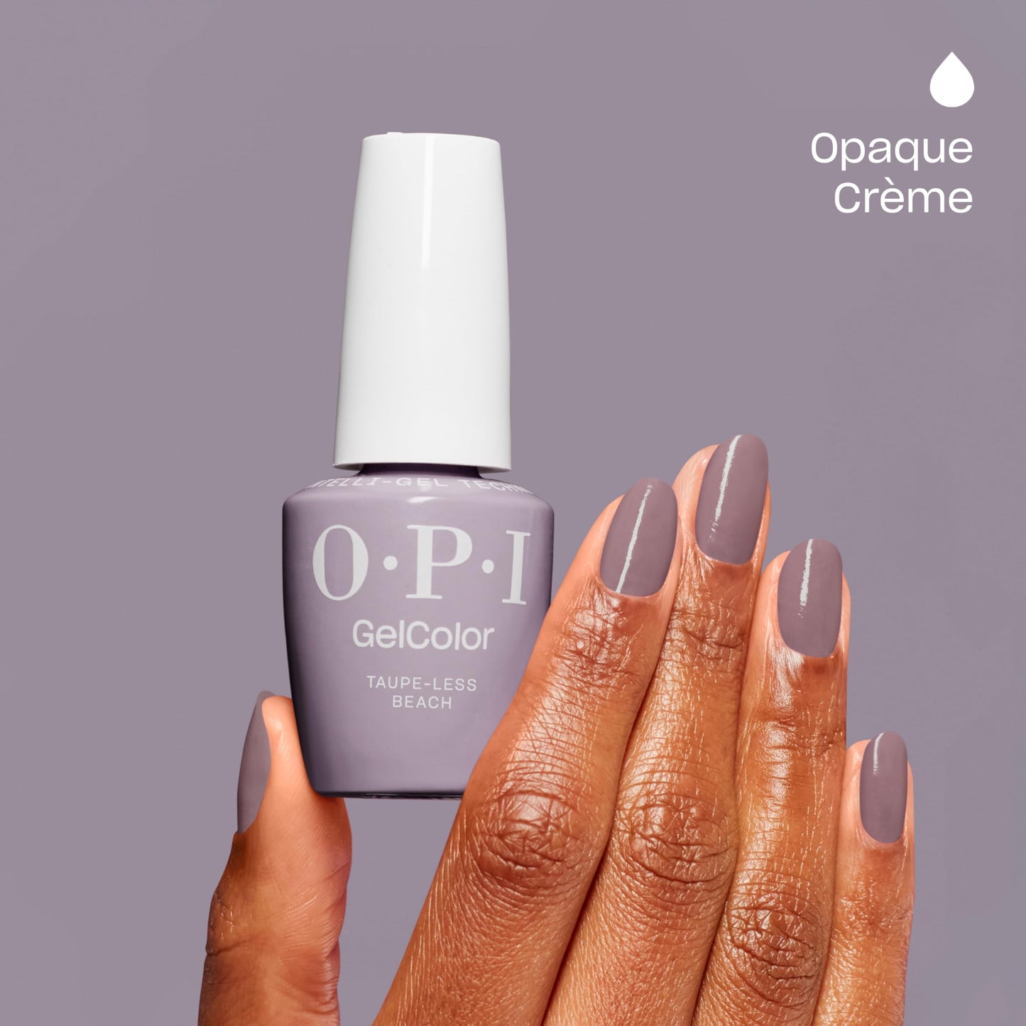 OPI GelColor Taupe-less Beach | Opaque Soft Gray Lavender Crème LED Cure Gel Nail Polish | Salon-Quality Shine, Long-Lasting Wear | Vegan & HEMA Free | 0.5 Fl Oz