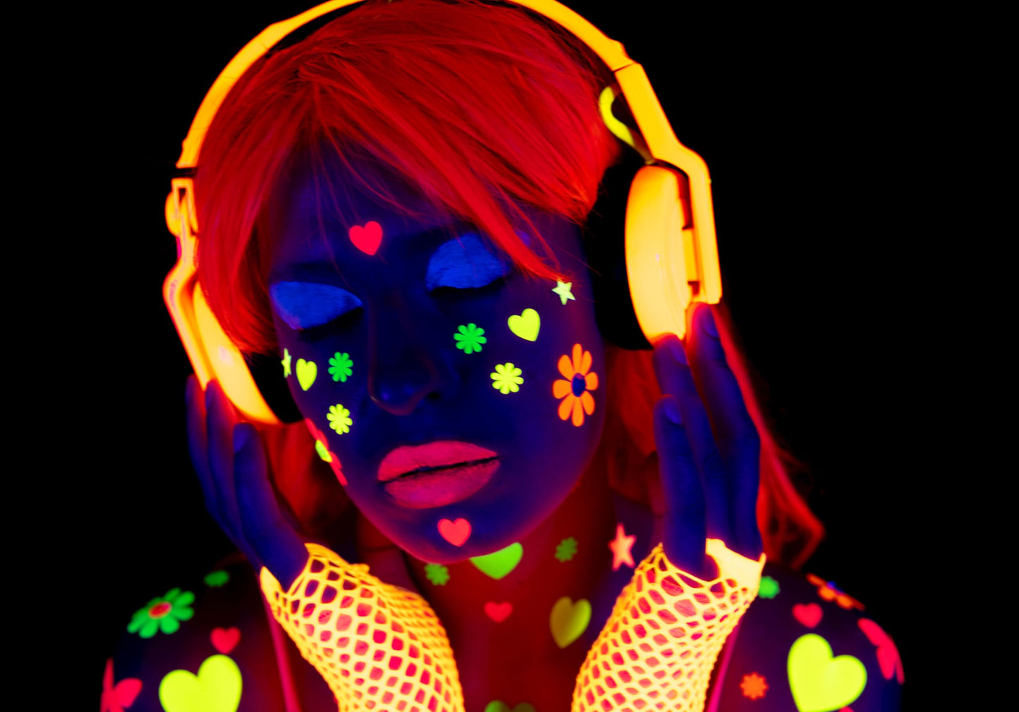 Sasswear Blacklight Body Stickers - Neon Fashion Accessories for Raves, Festivals and Glow Parties, 40/pk (Mushroom)
