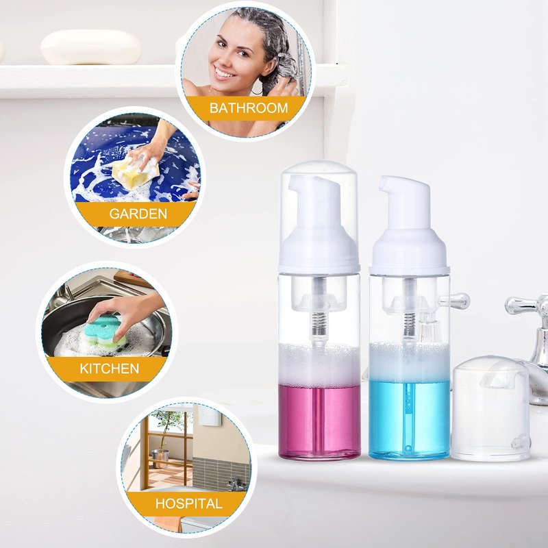 35 Pack 2 oz Foam Pump Bottles, 60ml Clear Refillable Travel Bottles for Hand Soap, Lash Shampoo, Foaming Cleanser and Liquid Soap