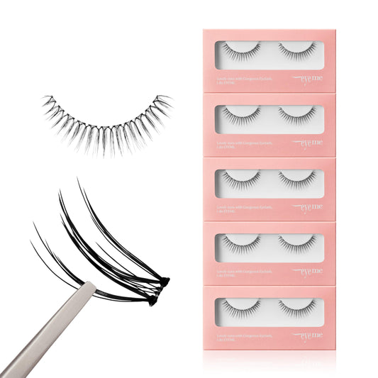 EYEME Cutting Eyelash NO.W36 – 5 Set Pack, Makeup Artist’s Pick! W-Cut Cluster Lashes with Short Front & Longer Center for a Natural, Deep Eye Look, Flexible & Lightweight, Glue Not Included, K-Beauty