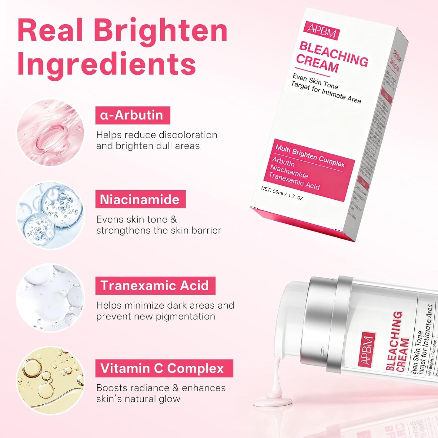 Skin Lightening Cream for Intimate Areas - Niacinamide & Vitamin C for Even Tone | 1.7 fl. oz