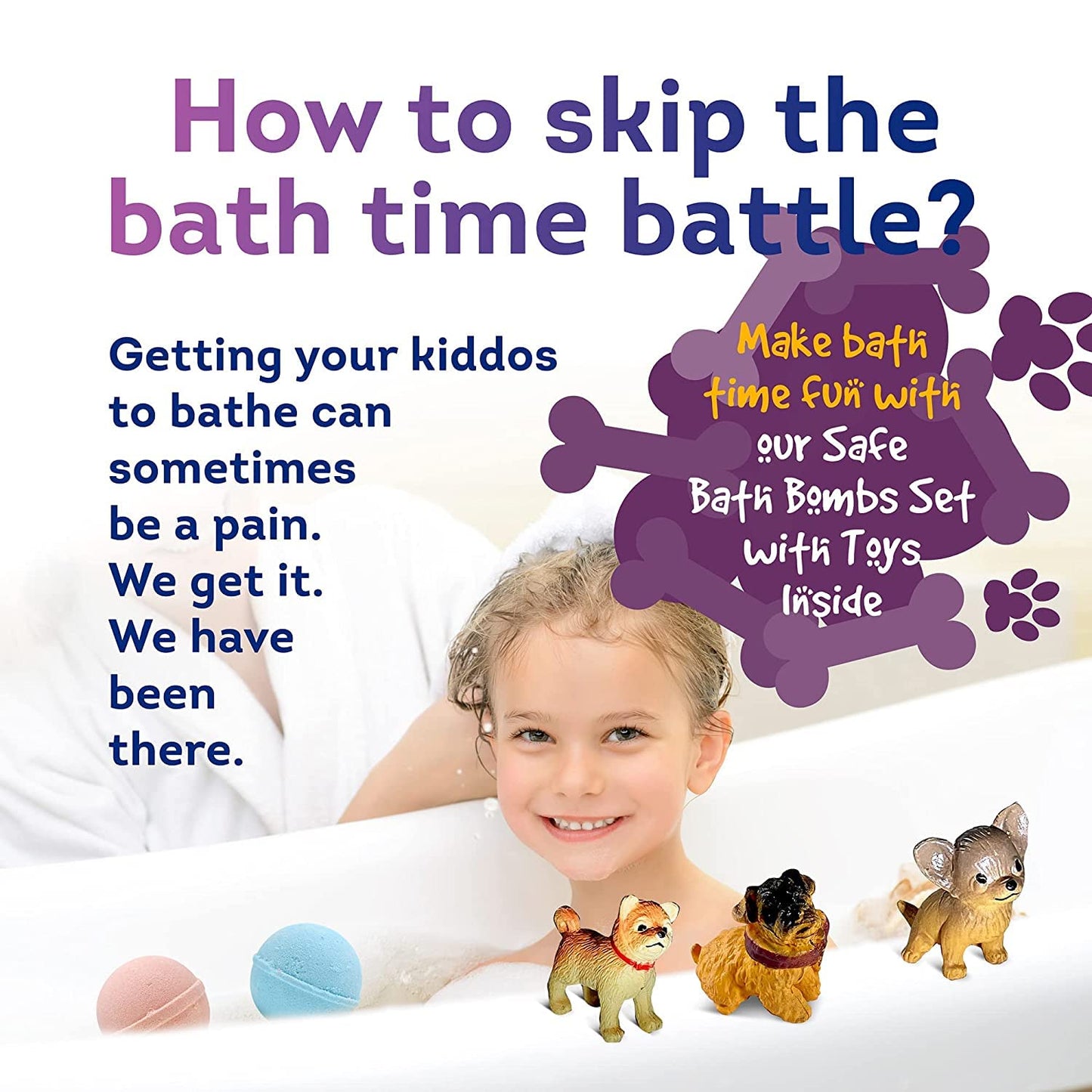Bath Bombs for Kids Set with Toys Surprise Inside for Kids (Little Puppies)