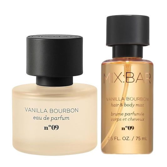 MIX:BAR Vanilla Bourbon Perfume & Body Mist Bundle | Eau de Parfum + 2.5oz Mini Body Spray | Warm, Sweet, Long-Lasting Fragrance | Travel-Friendly, Cruelty-Free, Vegan