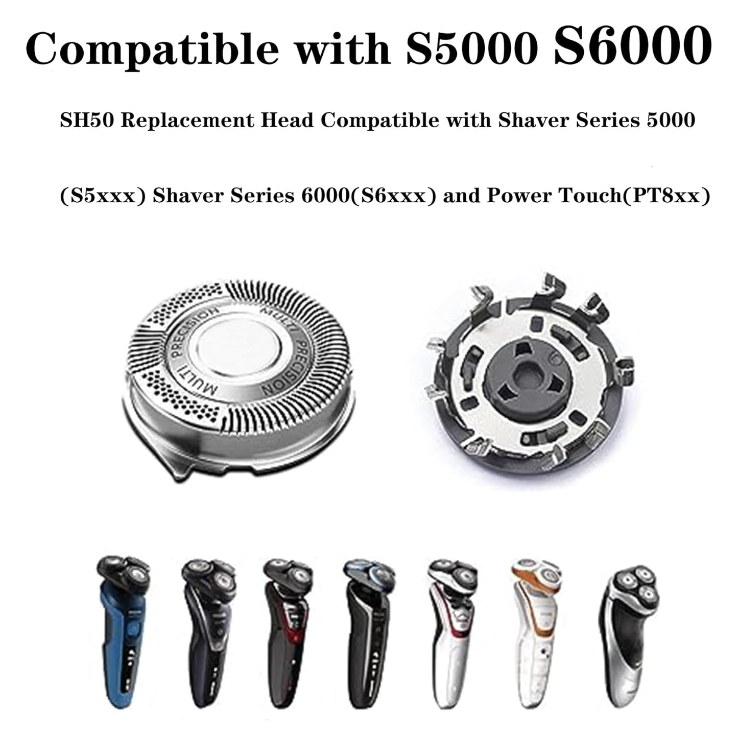 Replacement Blade Heads for Philips Norelco Series 5000 Shavers - 6 Pack for AquaTouch & PowerTouch Models