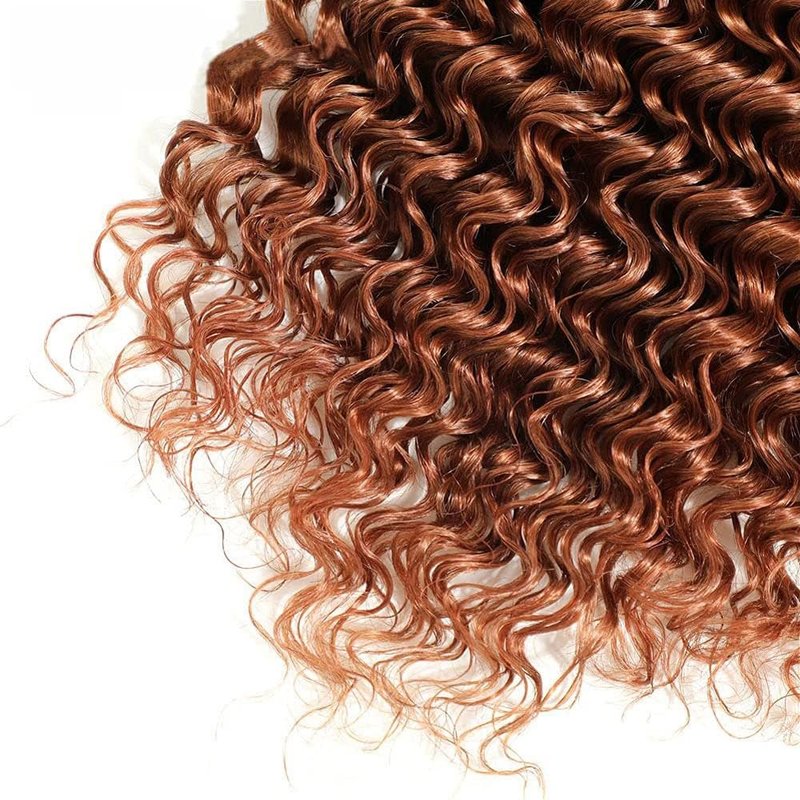 Color #30 Bundle Light Brown Deep Wave Human Hair Bundles Light Brown Bundle Color #30 Loose Deep Wave Bundles Human Hair Extensions 14 14 14 Inch