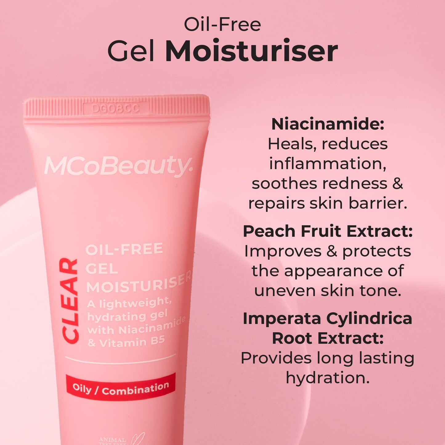 MCoBeauty - Clear Oil-Free Gel Face Moisturizer - Lightweight Hydrating Gel for Balanced, Shine-Free Skin - Vegan, Cruelty Free Skin Care - Facial Moisturizer for Oily Skin