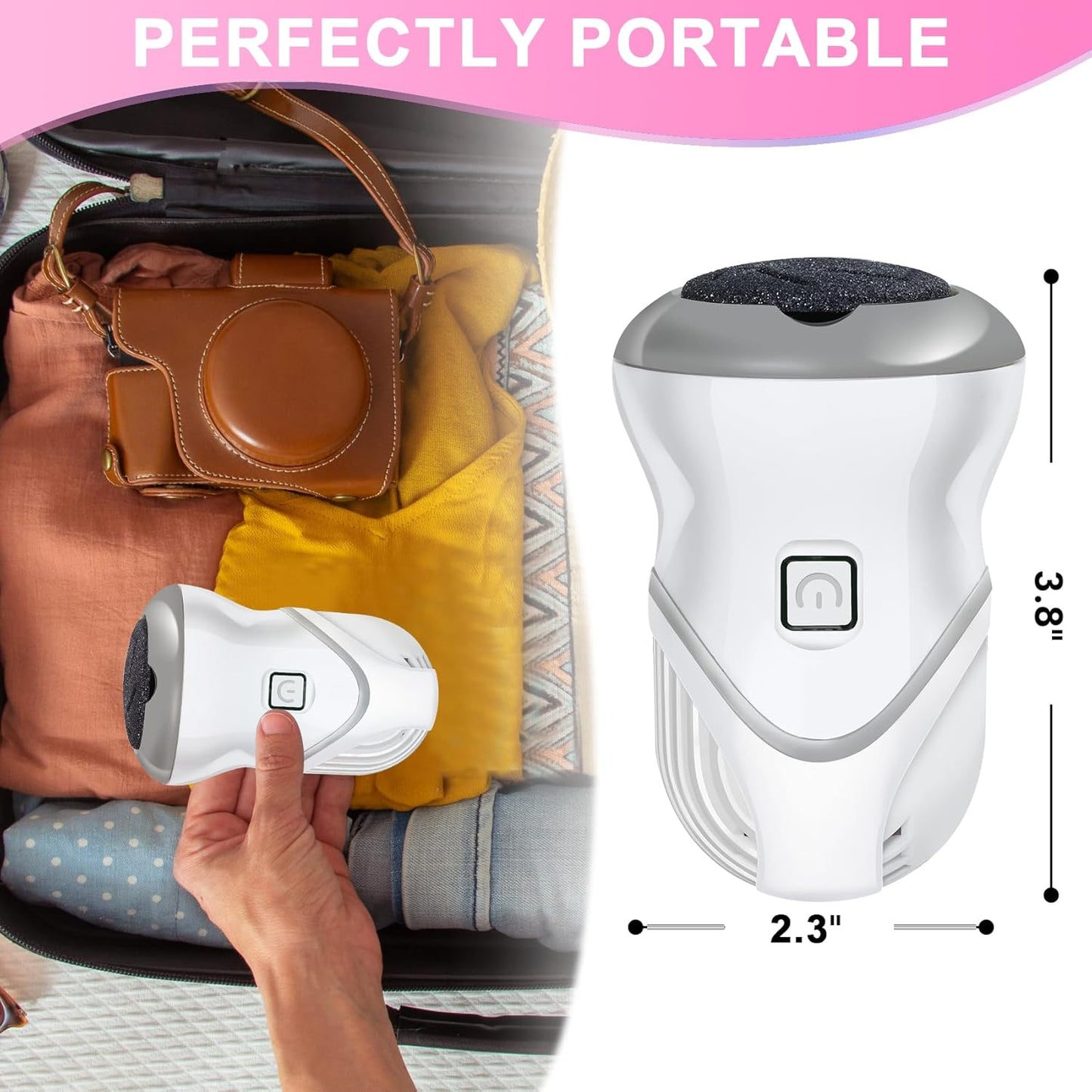 Electric Foot Callus Remover - Rechargeable Pedicure Tool with 2 Speeds & 6 Grinding Heads | Portable Foot File for Cracked Heels