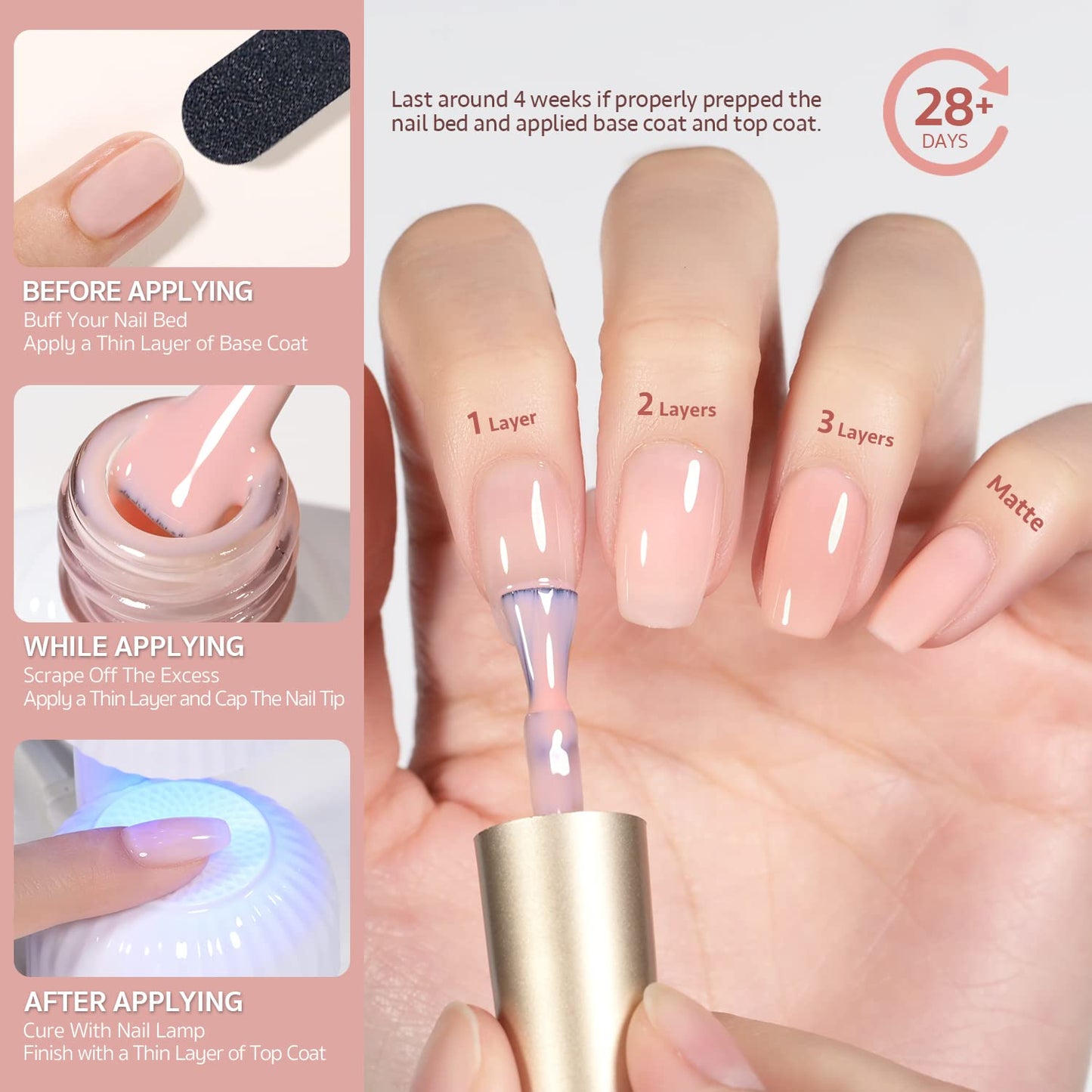 Milky White Jelly Gel Nail Polish Set - 6 Sheer Colors for DIY Nail Art | UV Soak Off