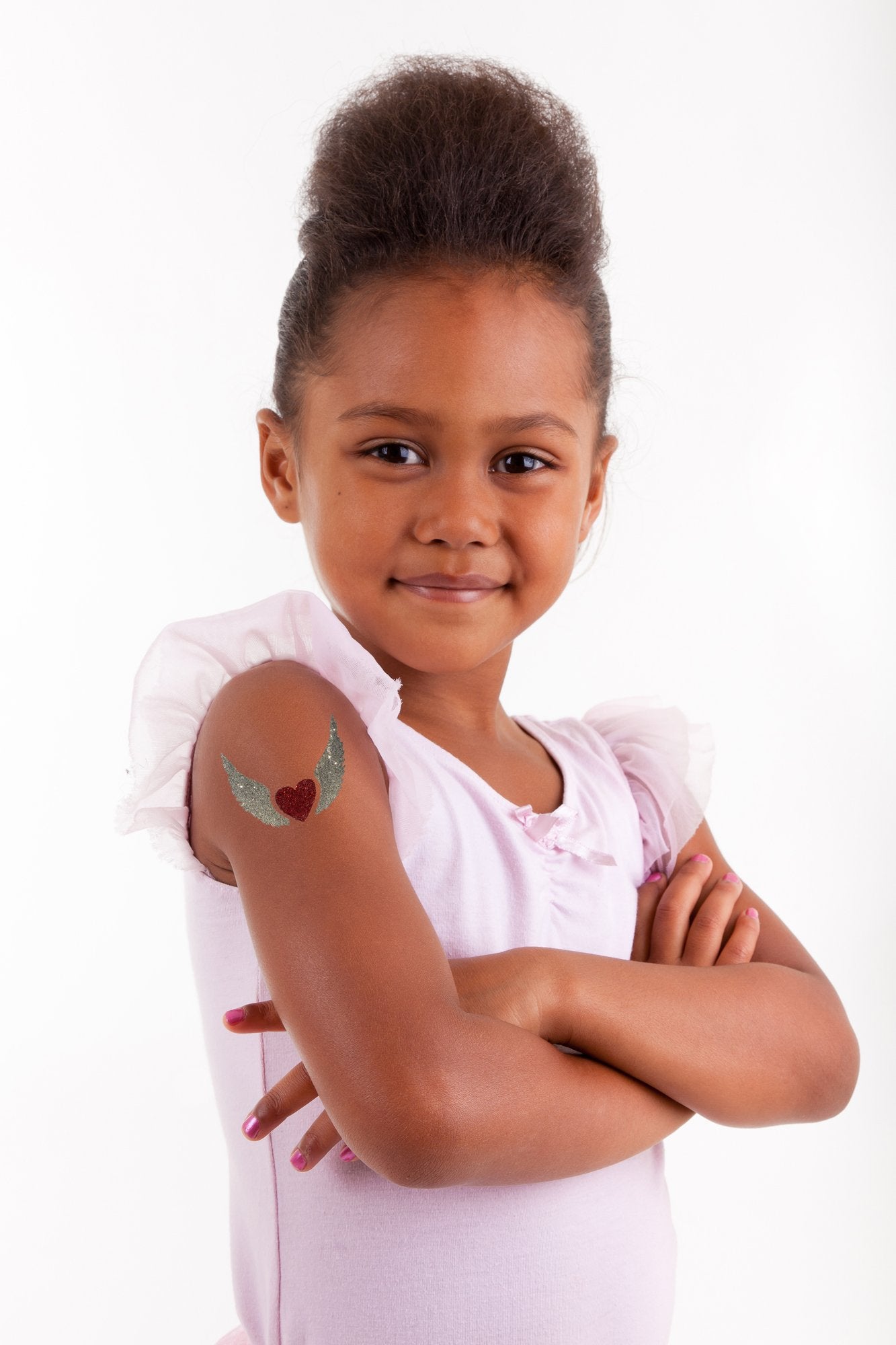 Glitter Tattoo Kit THINGS WITH WINGS - HYPOALLERGENIC and DERMATOLOGIST TESTED! - with 6 Large Glitters & 12 Stencils for Temporary Tattoos