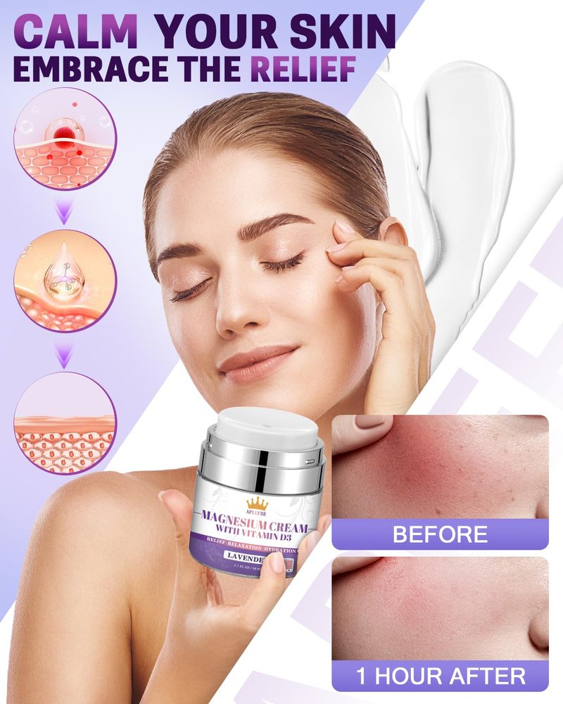 Magnesium Cream for Sleep | 5-In-1 Soothing Lotion with Lavender & Chamomile - 1.7 FL OZ