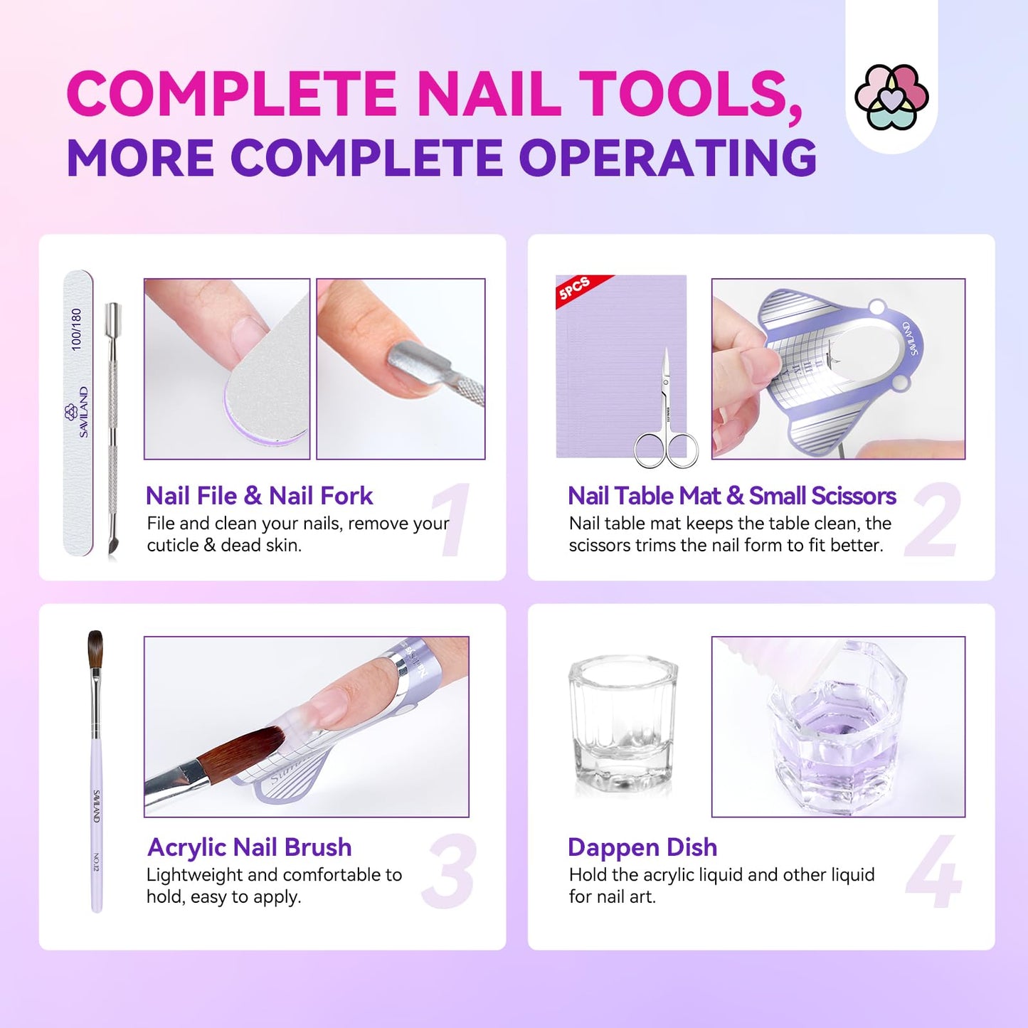 SAVILAND Acrylic Nail Kit with Drill & Essential Oil: Professional Acrylic Nails Kit for Beginner with Everything Nail Powder & Liquid Nail Primer Complete Home DIY Kit Salon Women Christmas Gift