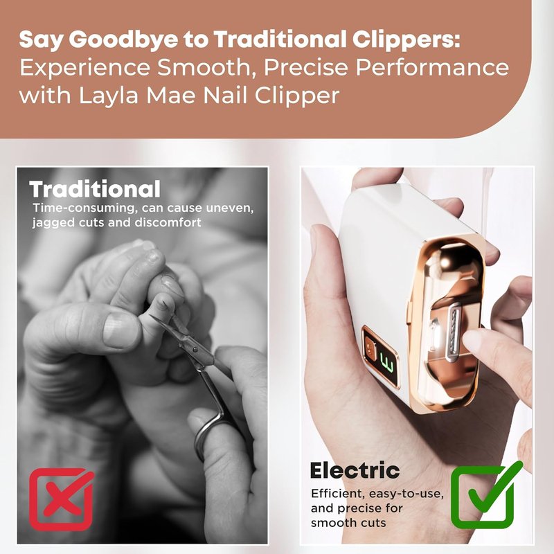Automatic Electric Nail Clipper - Rechargeable Fingernail & Toenail Trimmer for All Ages | 3 Speed Levels, USB-C, LED Light