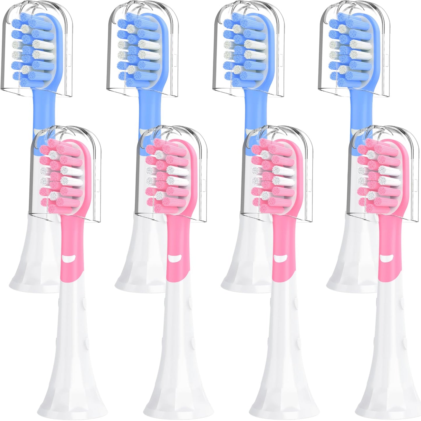 Kids Replacement Heads for Philips Sonicare 6032/94 6321 6340 6042 6320 6330, 3+ Years Old Toddler Soft Electric Toothbrush Compact, Child Brush Head for Boys Girls, 8 Pack Pink & Blue
