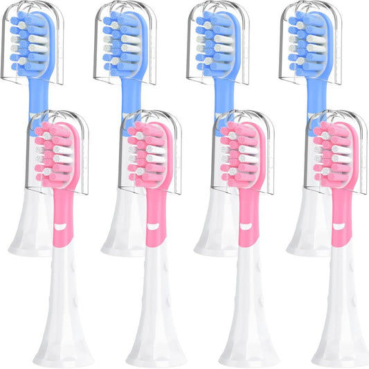 Kids Replacement Heads for Philips Sonicare 6032/94 6321 6340 6042 6320 6330, 3+ Years Old Toddler Soft Electric Toothbrush Compact, Child Brush Head for Boys Girls, 8 Pack Pink & Blue
