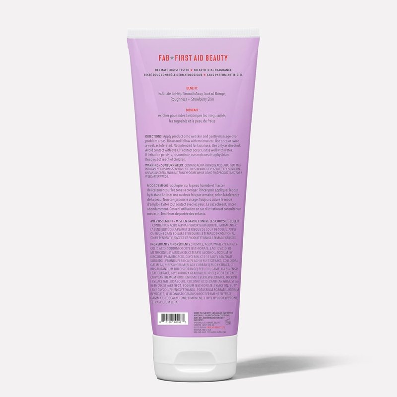 First Aid Beauty KP Bump Eraser Body Scrub - 10% AHA Exfoliator for Keratosis Pilaris | 8 oz Peach Scent