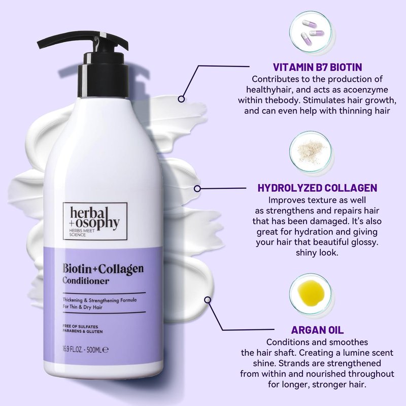 Herbalosophy Purple Shampoo & Conditioner Set for Blonde Gray Hair, Eliminates Brassy and Yellow Tones, Infused with Cocos Nucifera Oil, Free of Sulfate, Parabens and Gluten, 2 x 16.9 Fl Oz