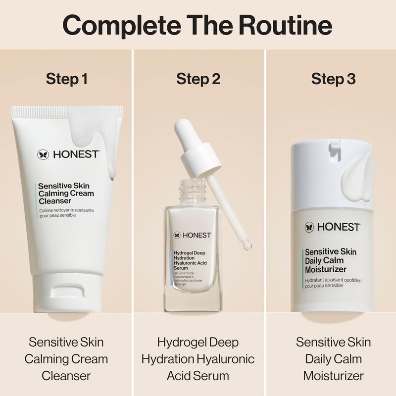 Honest Beauty Sensitive Skin Calming Cream Cleanser, Gently Cleanses Hydrates Calms, Hypoallergenic, Fragrance-Free, Vegan, 4 fl oz