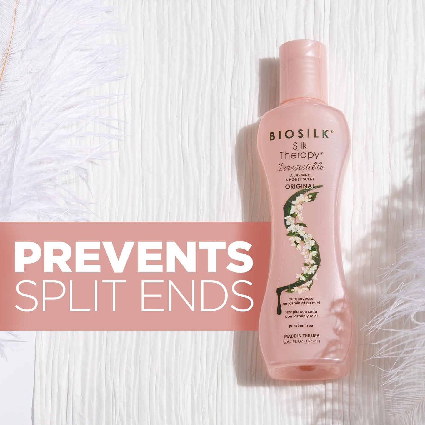 BioSilk Irresistible Leave-In Treatment, Weightless Moisture & Repair for All Hair Types, Jasmine & Honey Scent, Sulfate-Free, Paraben-Free, Cruelty-Free, 5.64 Oz