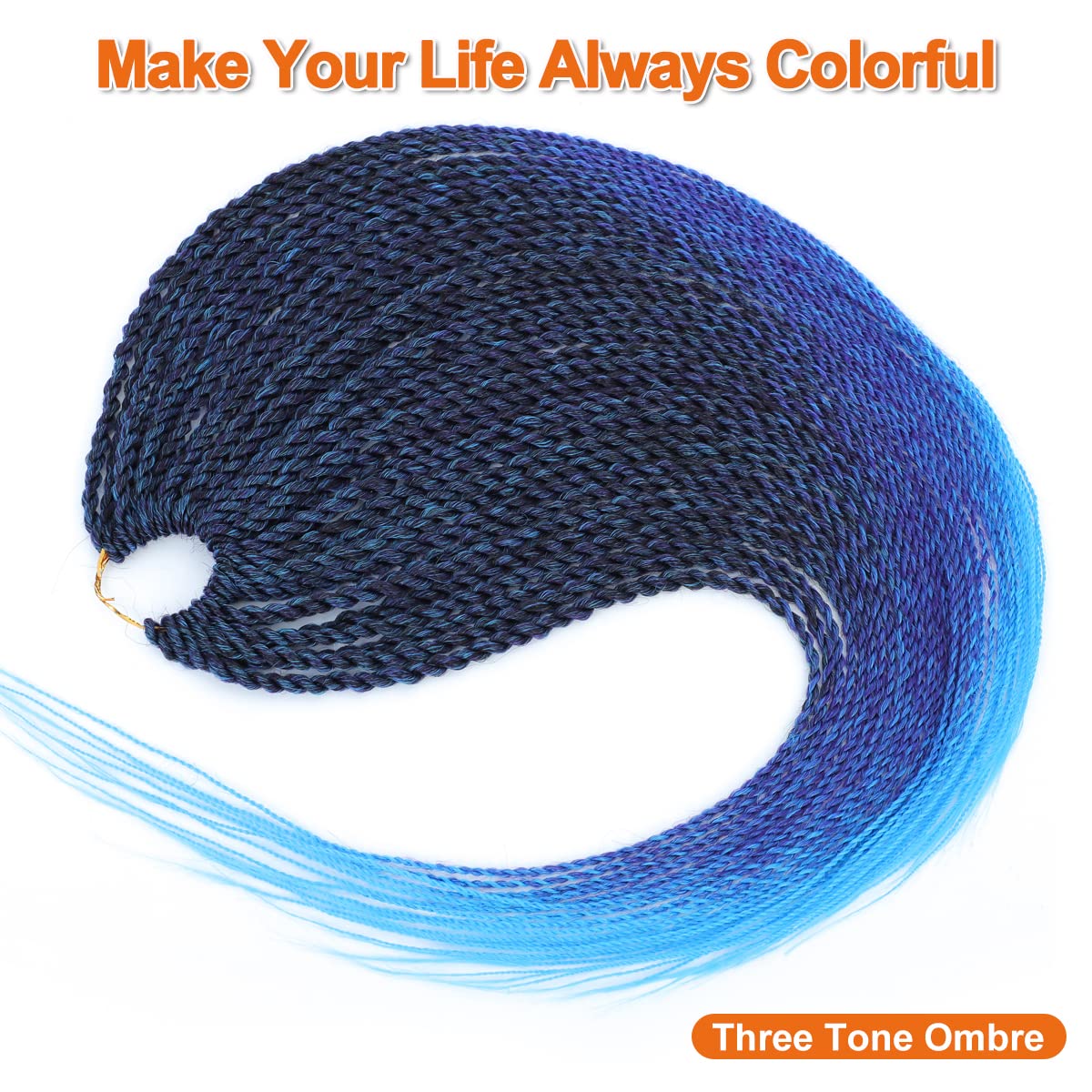 NAYOO Crochet Hair Senegalese Twist, 28 Inch 8 Packs Small Crochet Hair, 35 Strands/Pack Crochet Braids Hair for Black Women, Crochet Twist Hair Hot Water Setting (28 Inch, 1B/Purple/Blue)