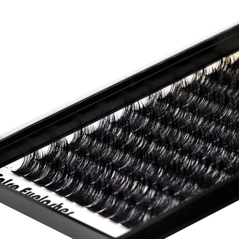 Dedila 120 Clusters Individual False Eyelashes Wide Stem D Curl Handmade Dramatic Black Soft and Light 5D Volume Eye Lashes Extensions Thick Base Women Girls Beauty Tools (12mm)