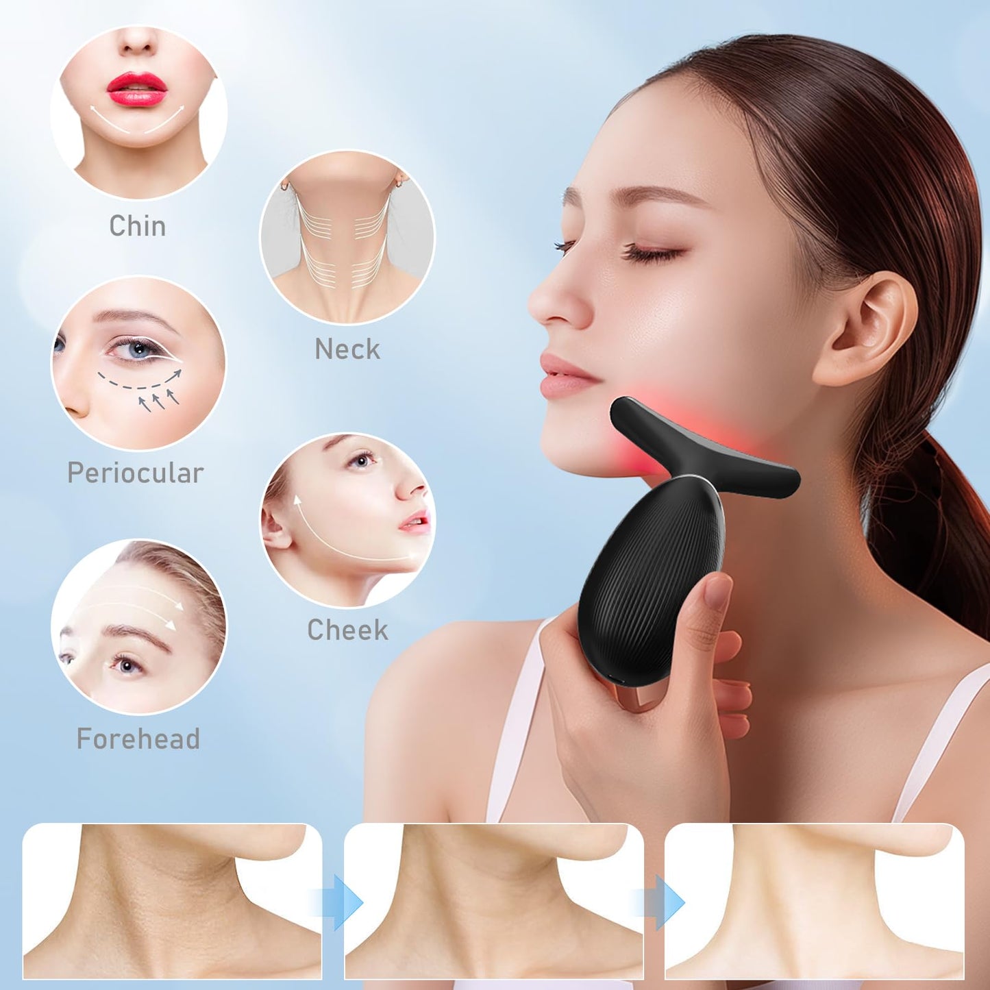 Cocobeen Face Neck Tool for Skin Care, Electric Neck Face Lifting Device for Wrinkle Removal (Black)