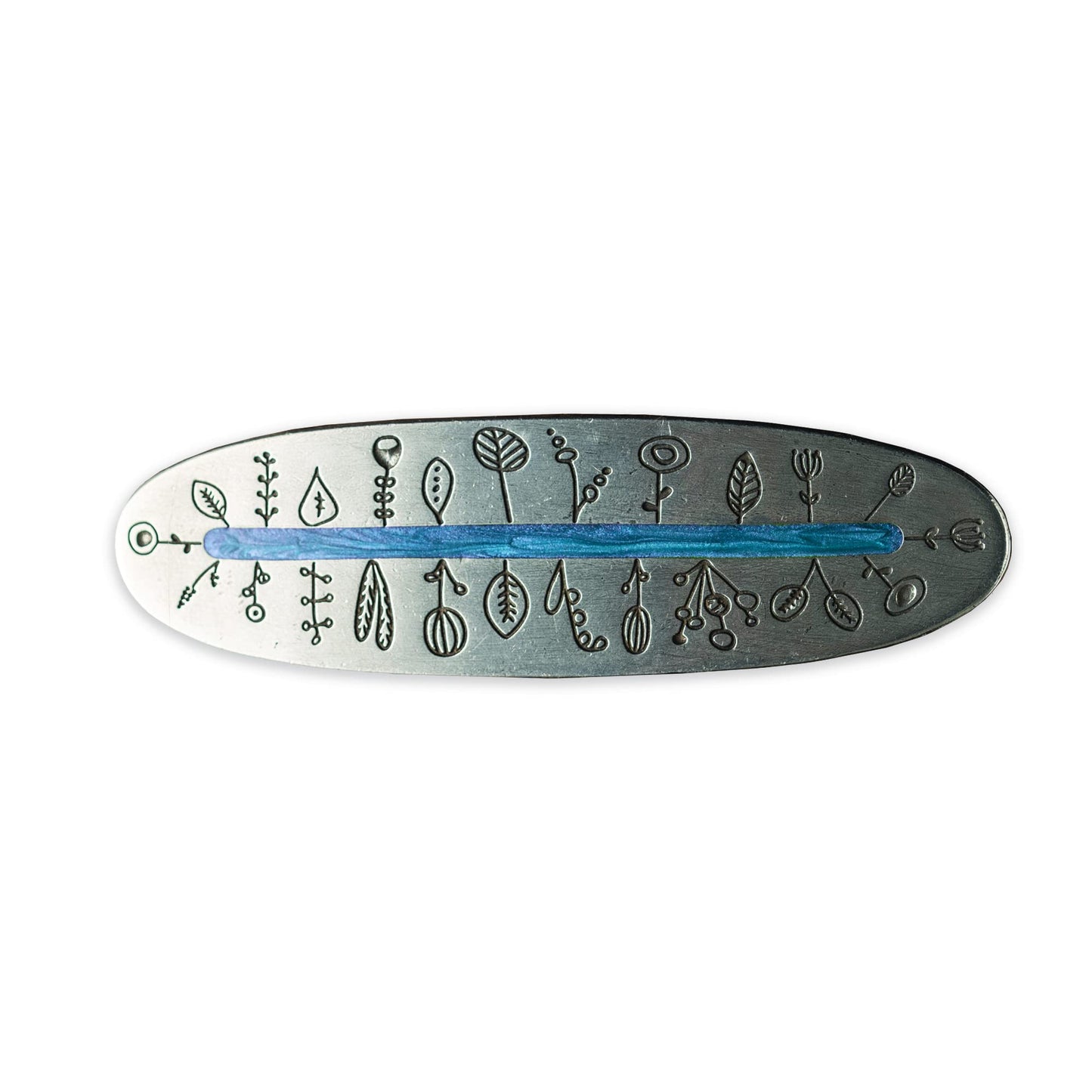 DANFORTH - Scandi Large Barrette - French Style Clasp - 3 3/4 Inches Long - Handcrafted (Elv/Blue)