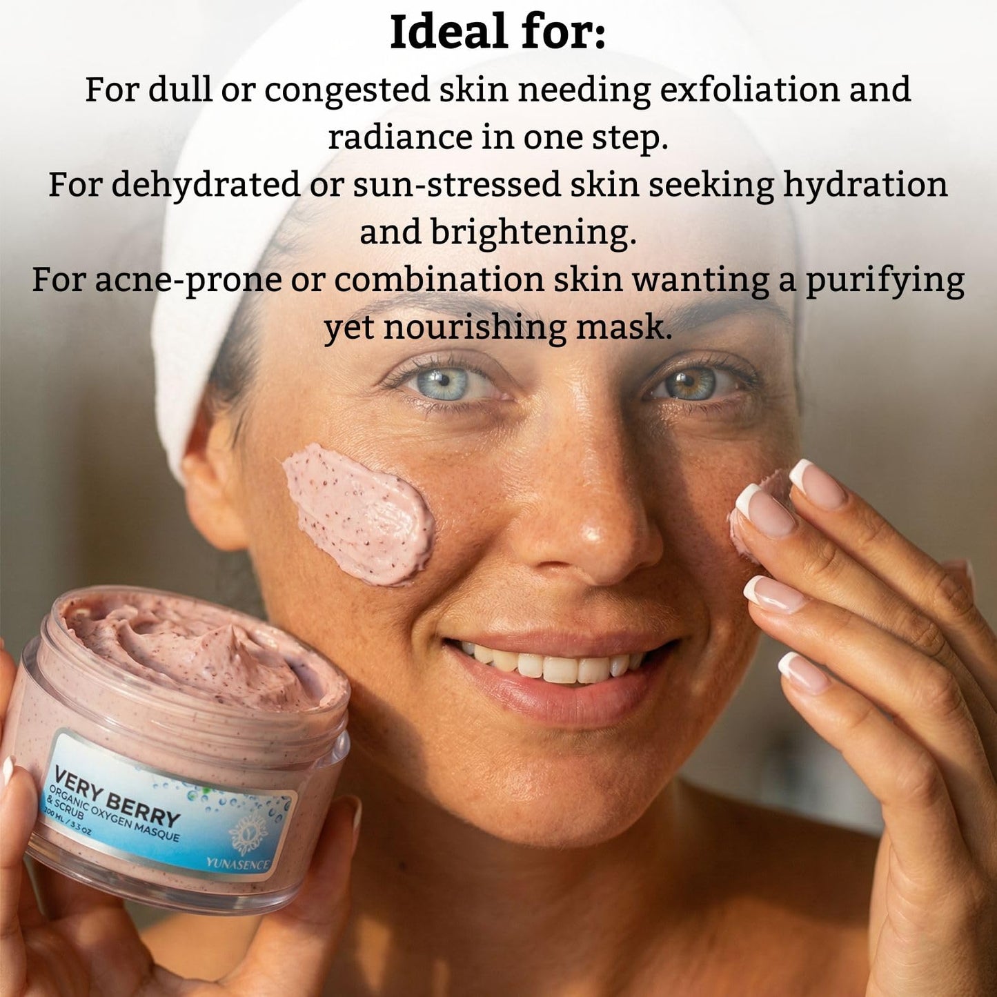 Sweetsation Therapy/Yunasence, Very Berry Oxygen Exfoliating Mask & Scrub w/Vitamin C, Enzymes & Superberries. Rejuvenating, Hydrating, Purifying, Pore cleansing.
