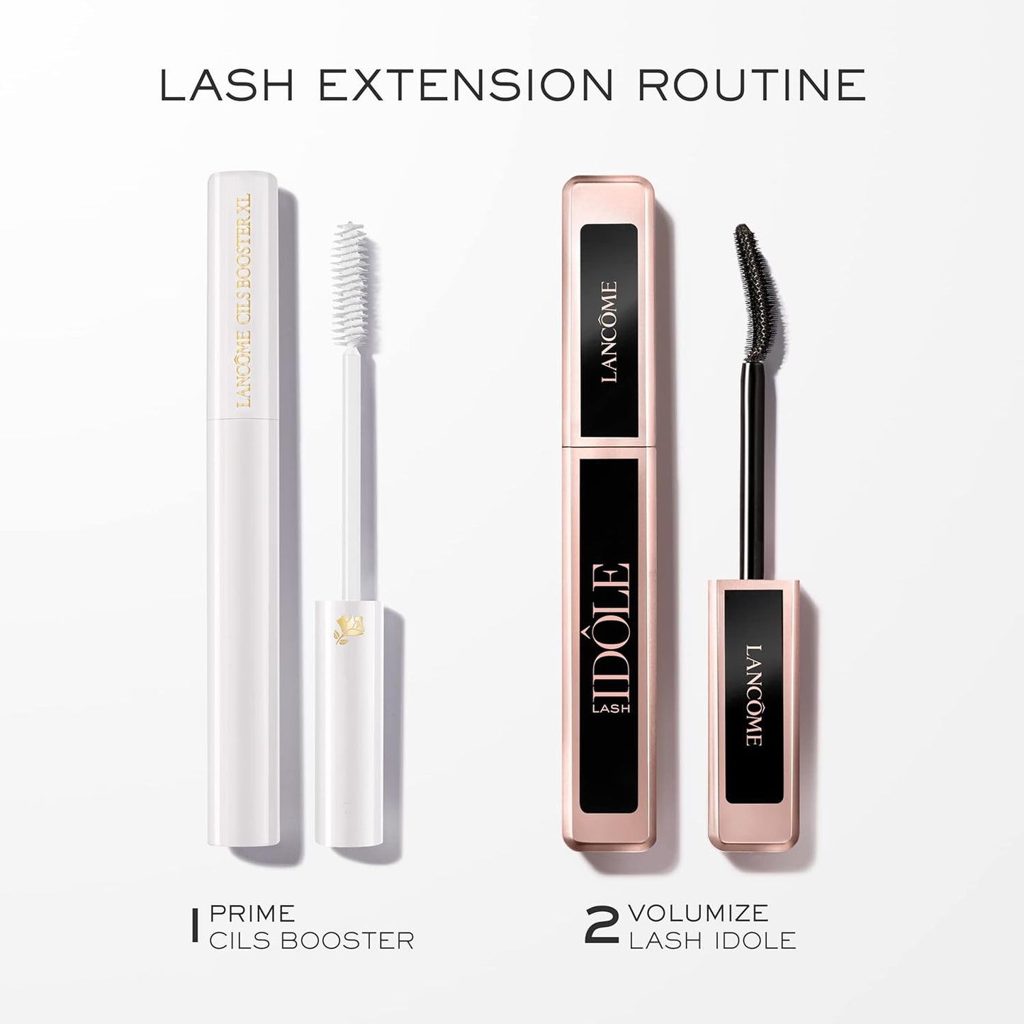 Lancôme Cils Booster XL Mascara Primer & Monsieur Big Volumizing Black Mascara Duo - Travel Size Set for Instant False Lash Effect & Big Volume
