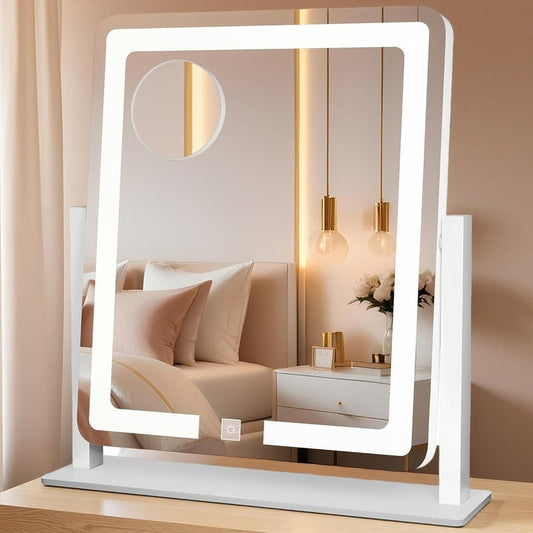 YITAHOME Smart LED Makeup Mirror - 360° Rotating 10x Magnifying Vanity Mirror | 3 Color Lighting Modes