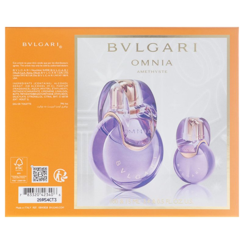 Omnia Amethyste by Bvlgari for Women - 2 Pc Gift Set 3.4oz EDT Spray, 0.5oz EDT Spray