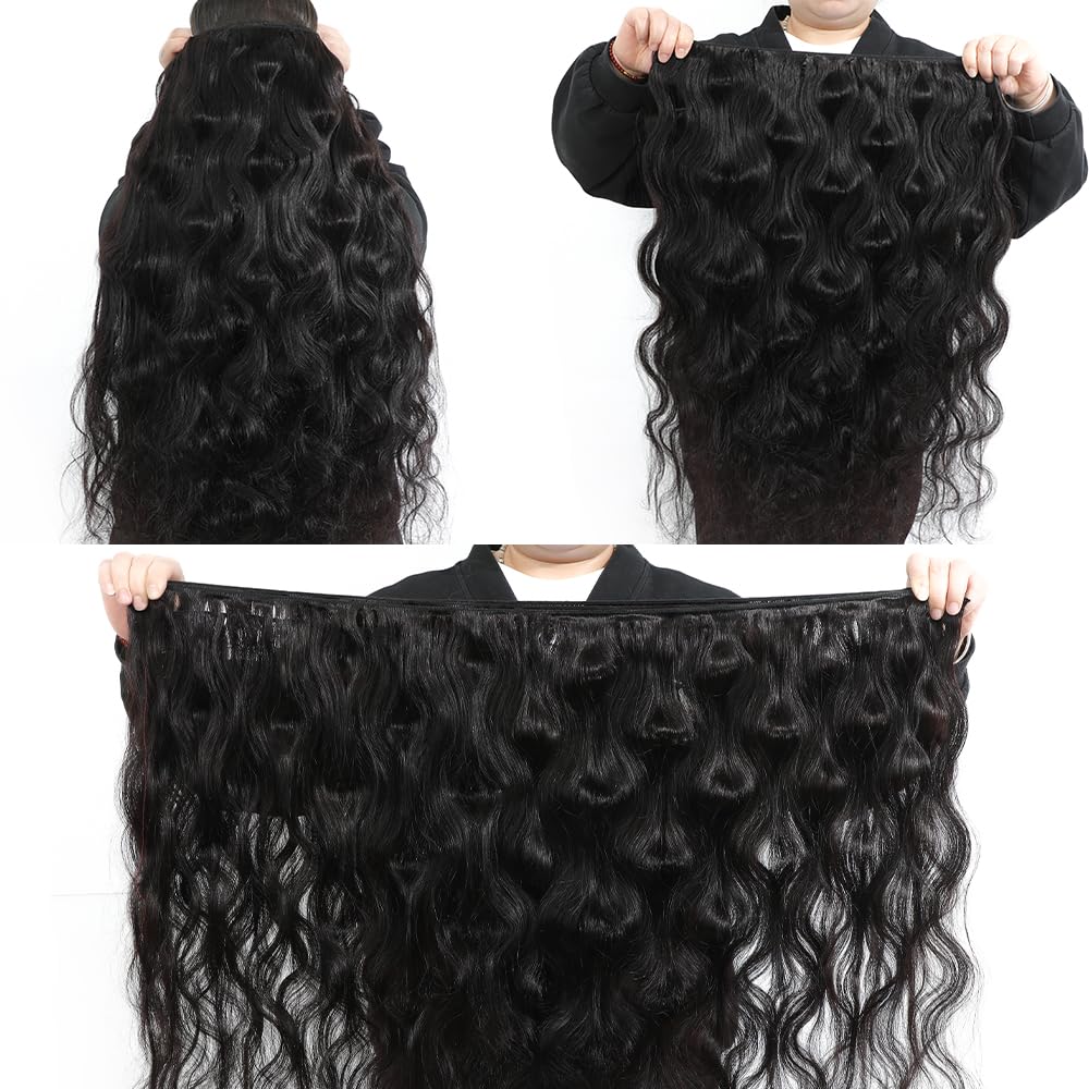 15A Raw Human Hair Bundles Body Wave Human Hair,Triple Lifespan Indian Virgin Hair,No Tangle Shedding,Multiple Washes Keep Texture Silky Soft (1 Bundle Natural Color, 16 Inch)