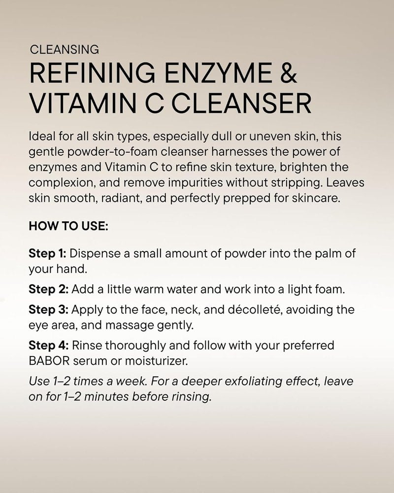Babor Enzyme & Vitamin C Powder Cleanser - Water-Activated Face Wash for Brightening & Exfoliation | Gentle Daily Polish for Radiant Skin