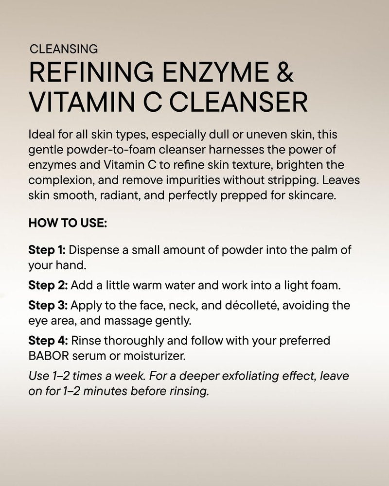 BABOR Enzyme & Vitamin C Powder Cleanser – Water-Activated Face Wash for Brightening & Exfoliation | Gentle Daily Polish for the Look of Refined Pores & Radiant-Looking Skin | Travel-Friendly