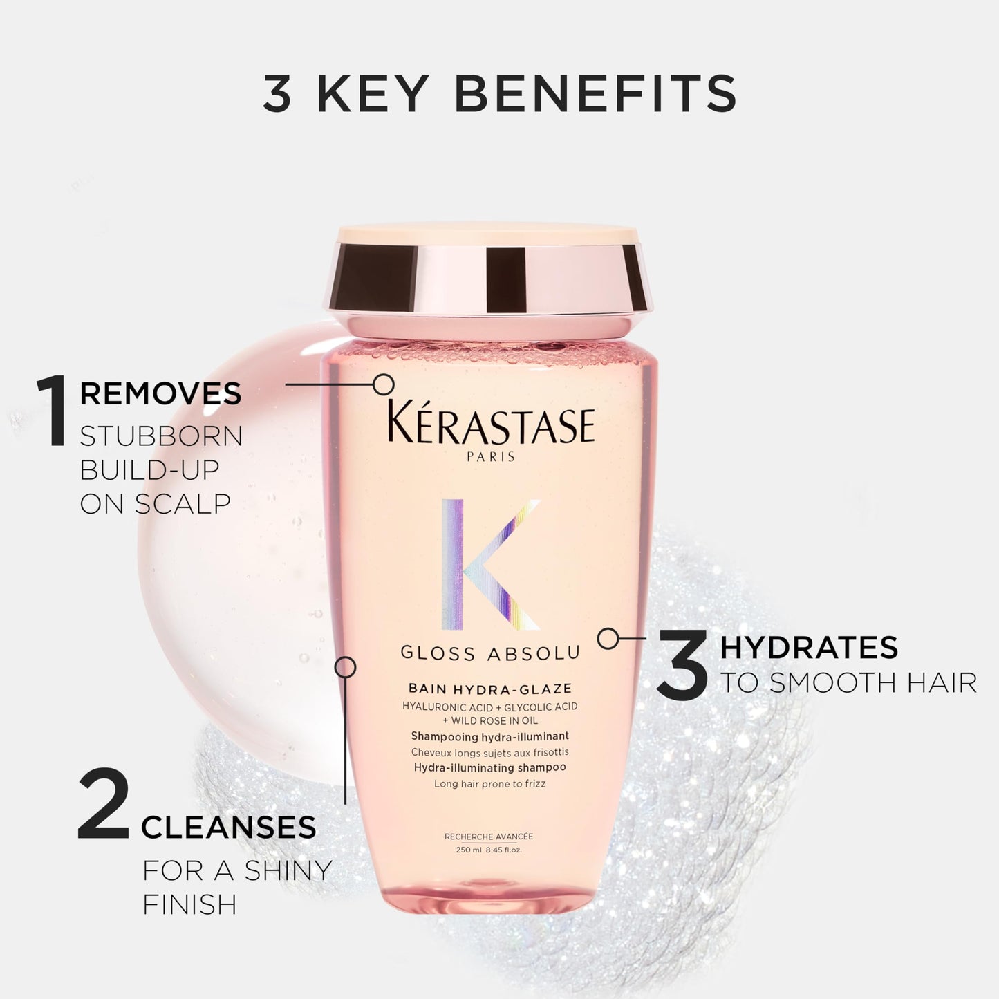 Kerastase Gloss Absolu High-Shine Anti-Frizz Shampoo - Cleanses & Reveals Ultimate Shine, For Glossy & Bouncy Hair, 16.9 Fl Oz (Refill)