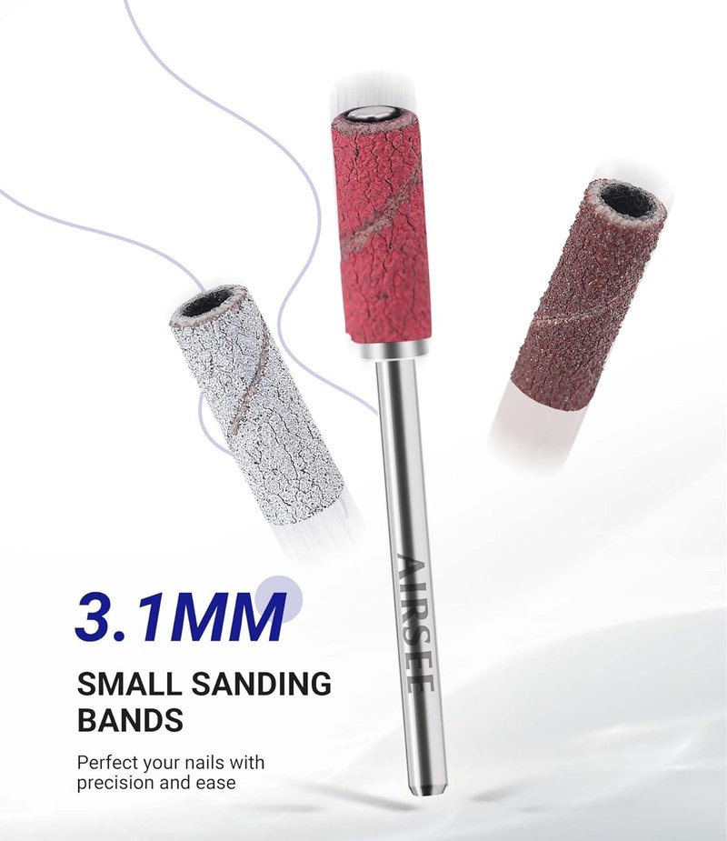 100pcs Small Sanding Bands for Nail Drill | 180 Grit Nail File Attachments with 3.1mm Mandrel Bit - Pink
