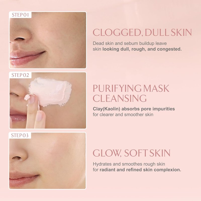 Lumiere Purifying Clay Mask - Korean Deep Pore Cleanser for Oily Skin | Detoxifying Kaolin & Antioxidant Berry Complex